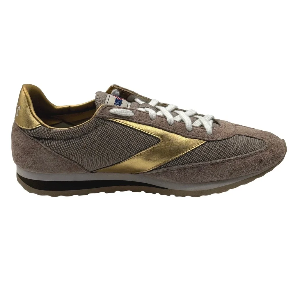 Brooks Chariot Women's Size 8 Retro Running Sneakers Taupe Gold Suede Athleisure